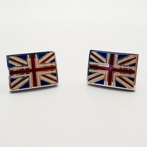 MARKS & SPENCER Men's British Flag Cufflinks - Red White & Blue Silver Tone NEW